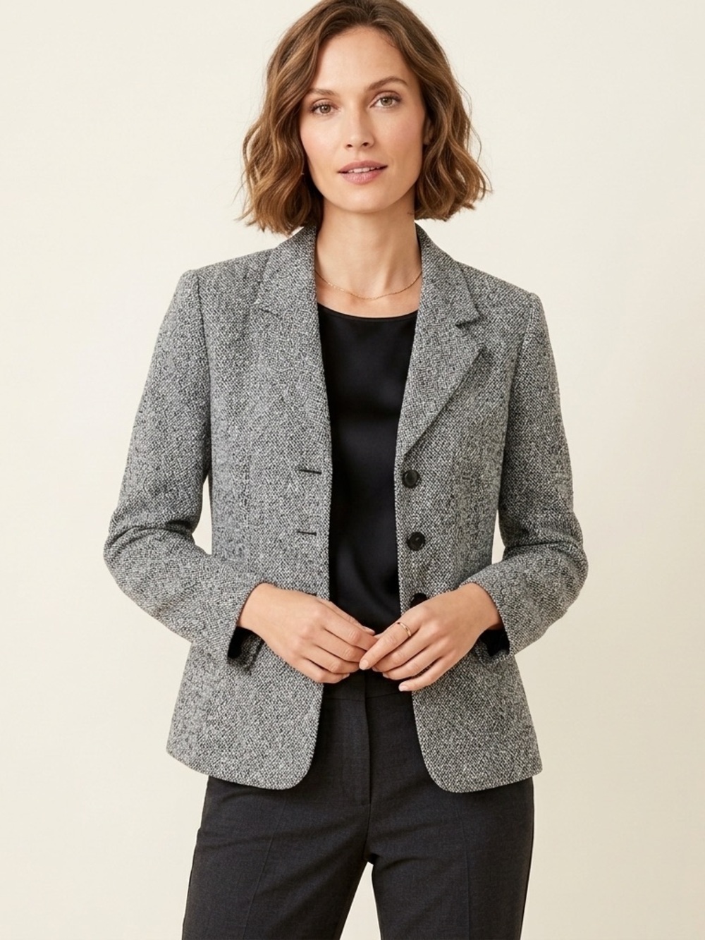 Talbots vintage Wool Tweed Blazer 12P Gray